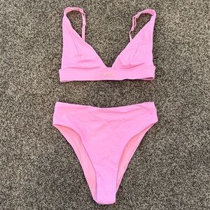 Skims SWIM PLUNGE BIKINI TOP LIGHT PINK + SWIM MID WAIST BOTTOMS LIGHT PINK